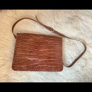 Vintage Croc Embossed Crossbody Organizer Handbag